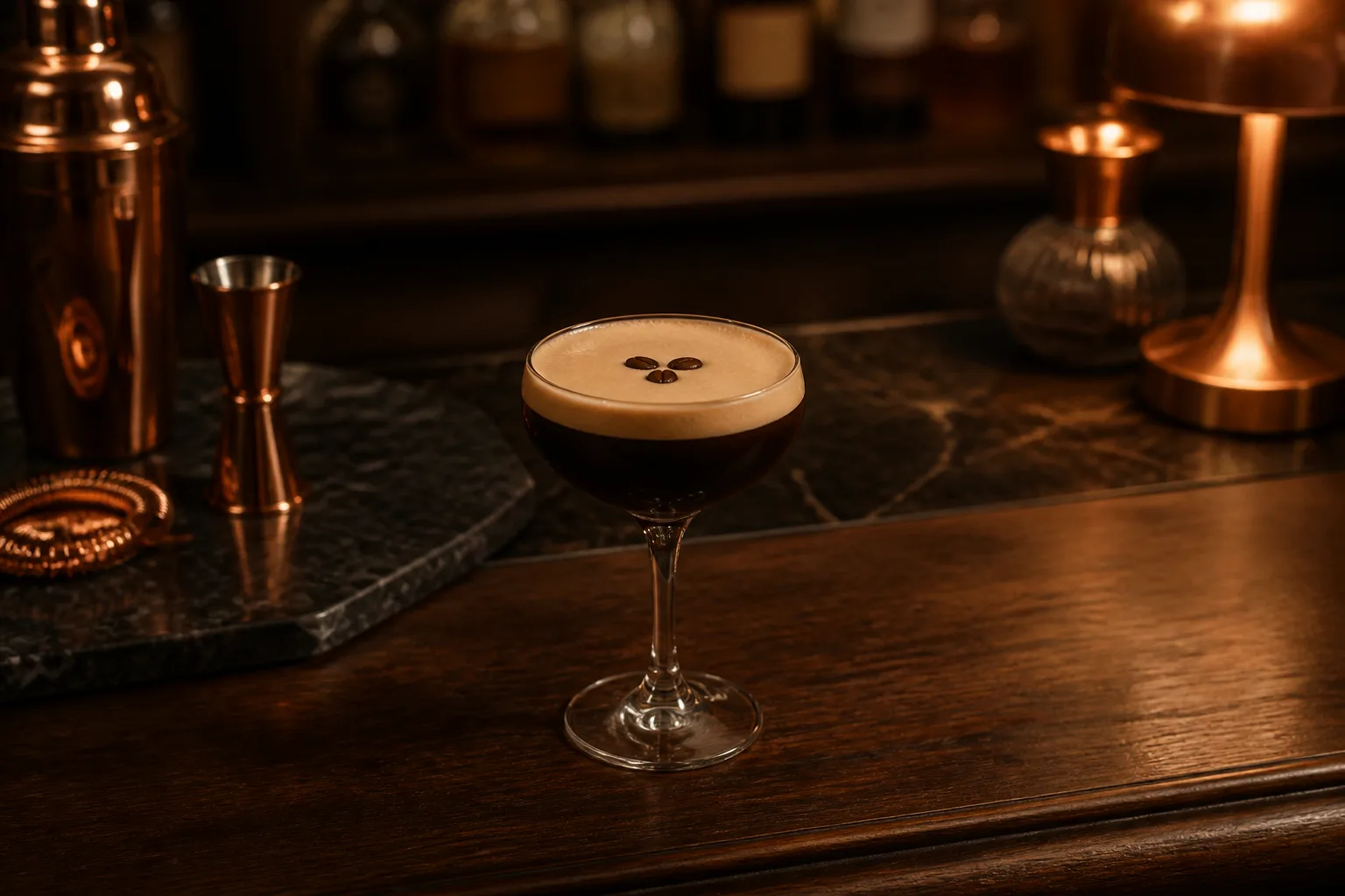 Espresso martini at the bar